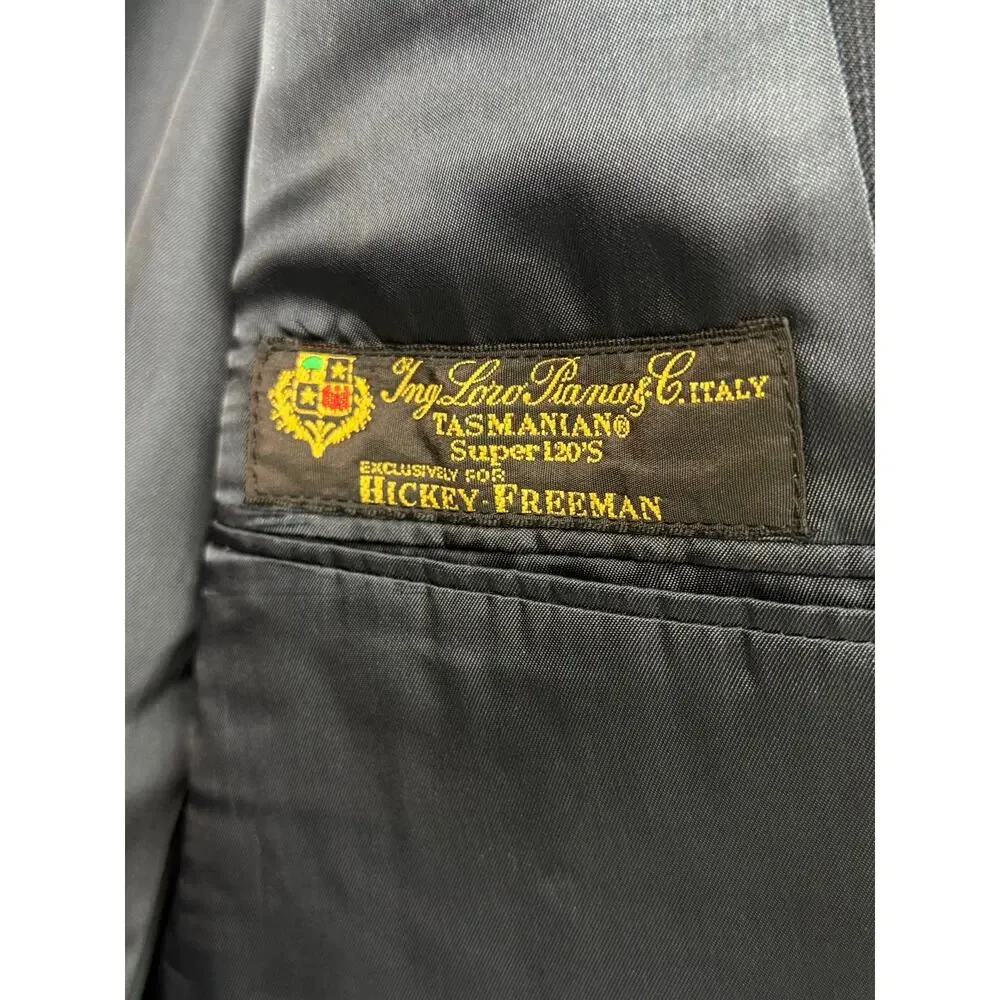 Hickey Freeman Suit Jacket Sports Coat Wool Loro Piana Tasmanian Super 120 42L